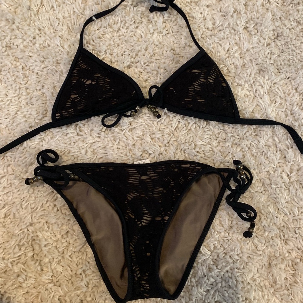Guess black lace swim